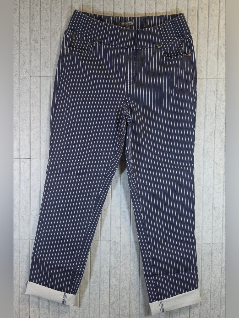 Jessica London Navy Pinstripe Pants Women’s 16W Tall Straight Leg - Picture 2 of 3